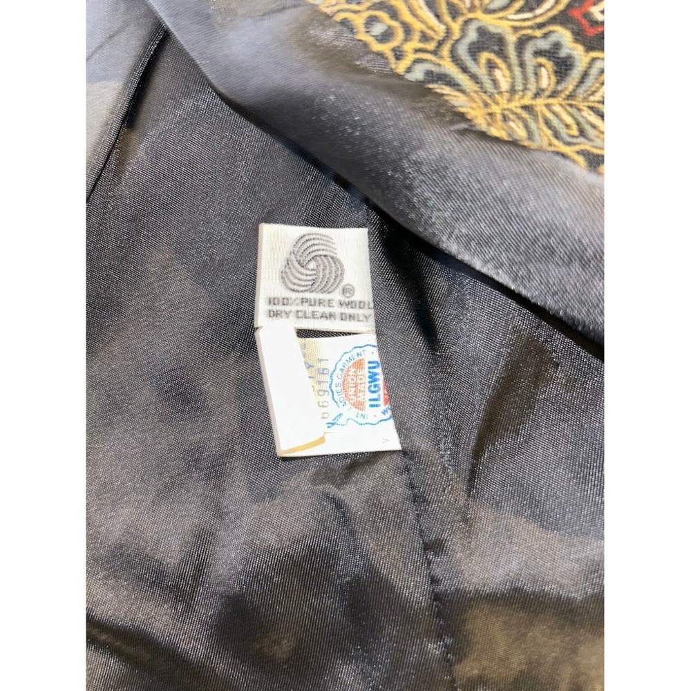 Vintage Quilted Cropped Jacket Black Gold Floral Paisley Tapestry Size 6 - Picture 11 of 12